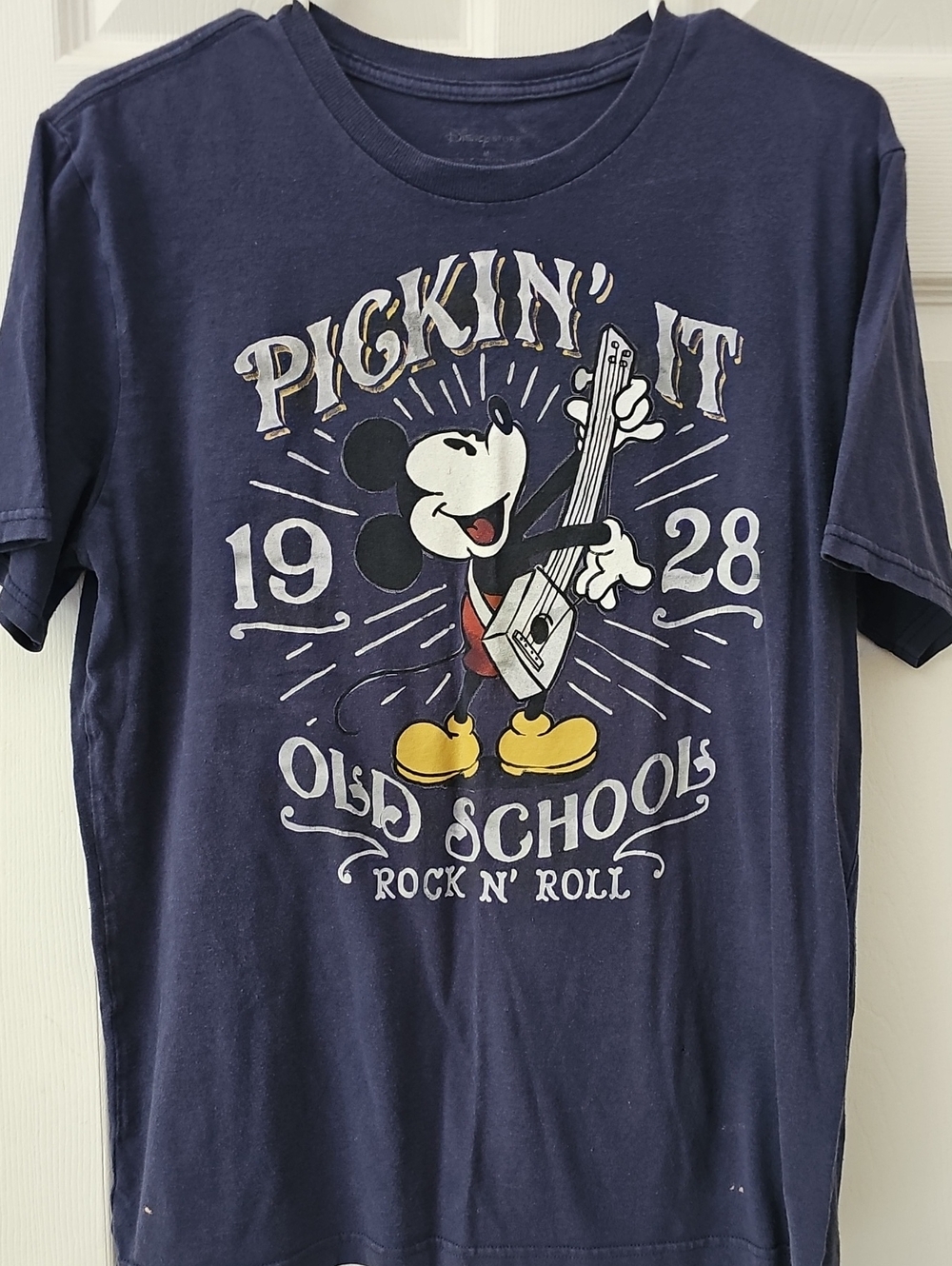 Disney Navy Blue Mickey Mouse 'Pickin' It' Short Sleeve T‑Shirt - Picture 1 of 5